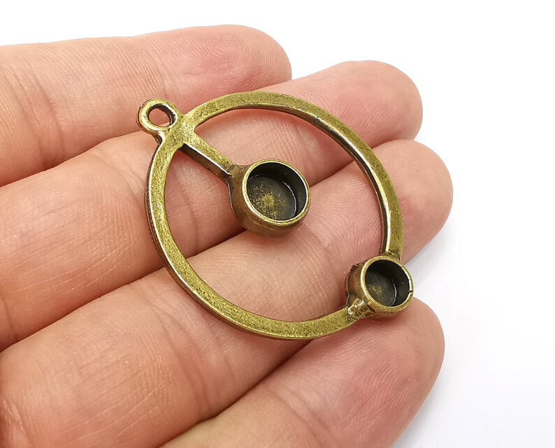 Round Charm Bezel, Resin Blank, inlay Mounting, Mosaic Pendant Frame, Cabochon Base Setting,Antique Bronze Plated (8 and 6mm) G33949