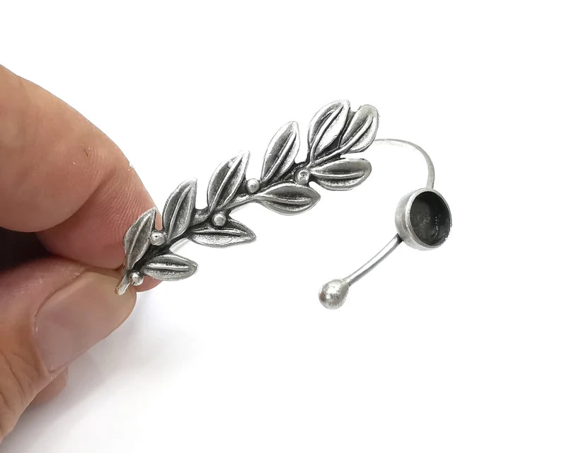Brach Bracelet Bezel Cuff Blank Resin Mountings Cabochon Base Settings Antique Silver Plated Brass Adjustable Bracelet (8mm) G33994