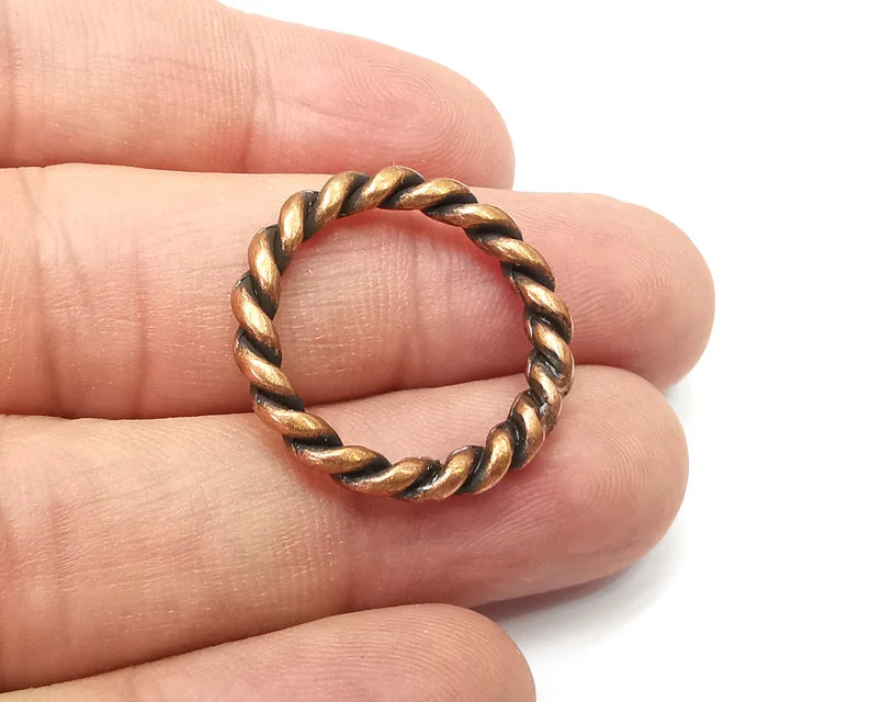 Round Twisted Circle Antique Copper Plated Circle Findings (25mm) G33995