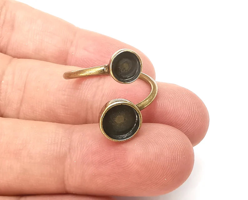 Wrap ring setting blank cabochon mounting adjustable ring base bezel Antique bronze plated brass (8 and 6mm Blank) G33956