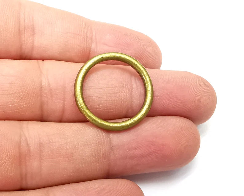 4 Circle Hoop Jewelry Connector Findings Antique Bronze Plated Charms (24mm) G33998