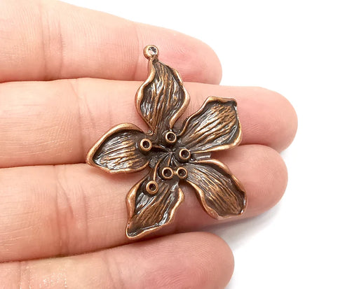 Flowers Charms, Antique Copper Plated Pendant (42x37mm) G34001