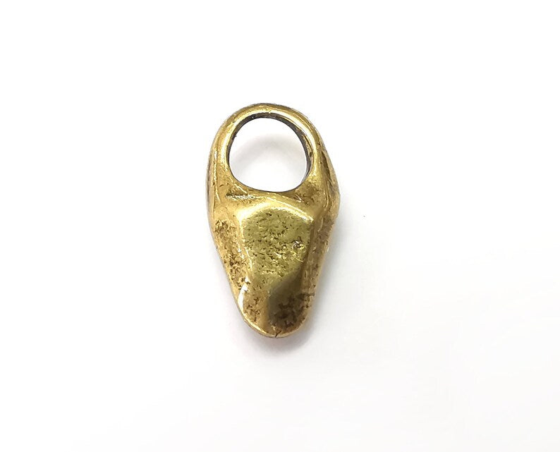 2 Organic Dangle Charms, Antique Bronze Plated Charms (21x11mm) G33960