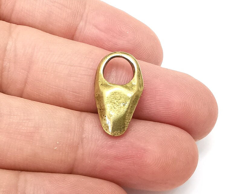 2 Organic Dangle Charms, Antique Bronze Plated Charms (21x11mm) G33960
