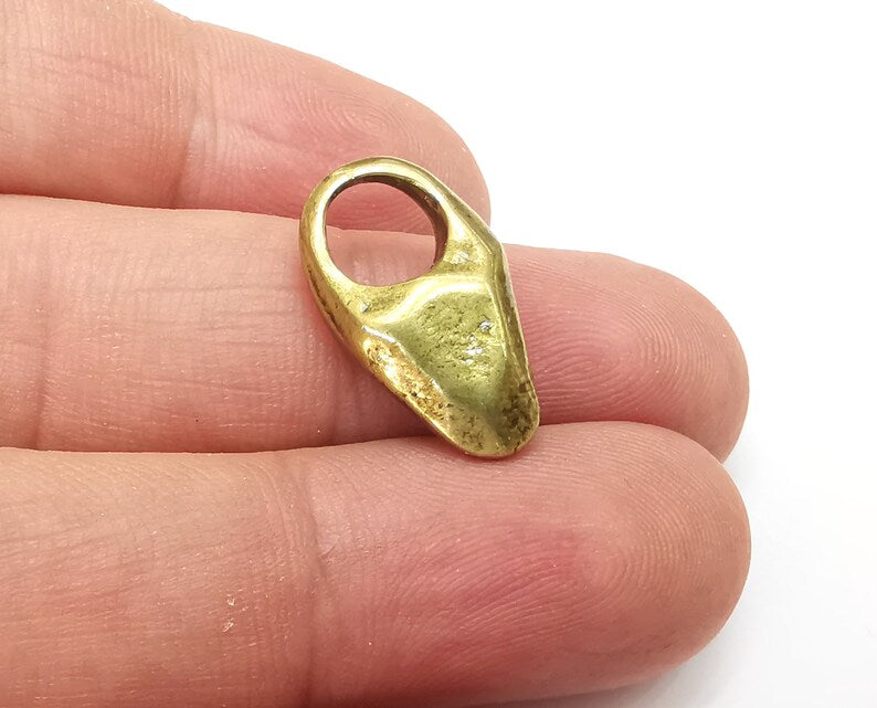 2 Organic Dangle Charms, Antique Bronze Plated Charms (21x11mm) G33960