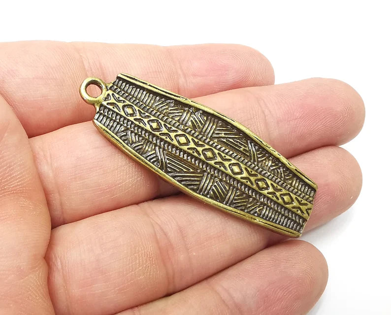 Antique Bronze Charms, Antique Bronze Plated Dangle Charms (57x21mm) G34022