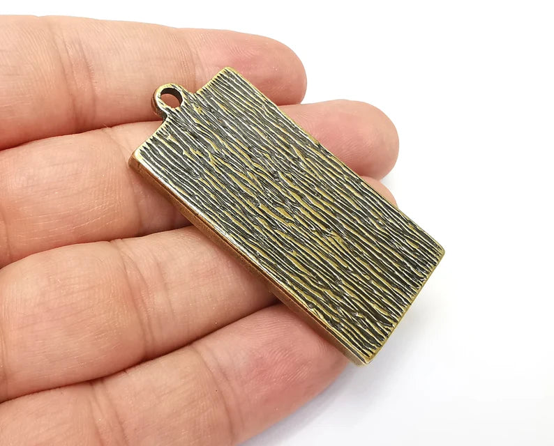 Rectangle Pendant Blanks, Resin Bezel Bases, Mosaic Mountings, Polymer Clay base, Antique Bronze Plated (50x25mm) G33973