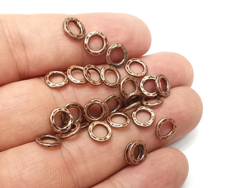 10 Circle Beads Antique Copper Plated Metal Beads (8mm) G34973
