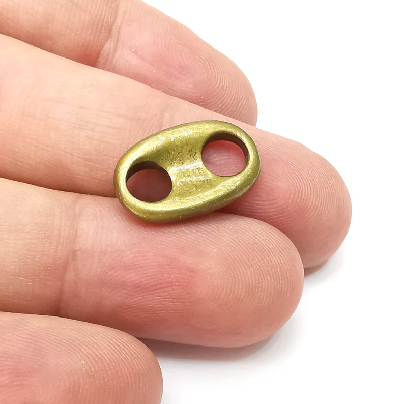 4 Two hole Connector Antique Bronze Plated Oval Findings (20x12mm) G34052