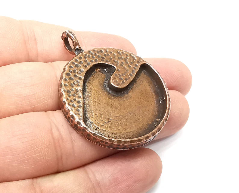 Wave Pendant Wave Blank Bezel Setting Resin Blank Antique Copper Plated Pendant (50x40mm) G33987