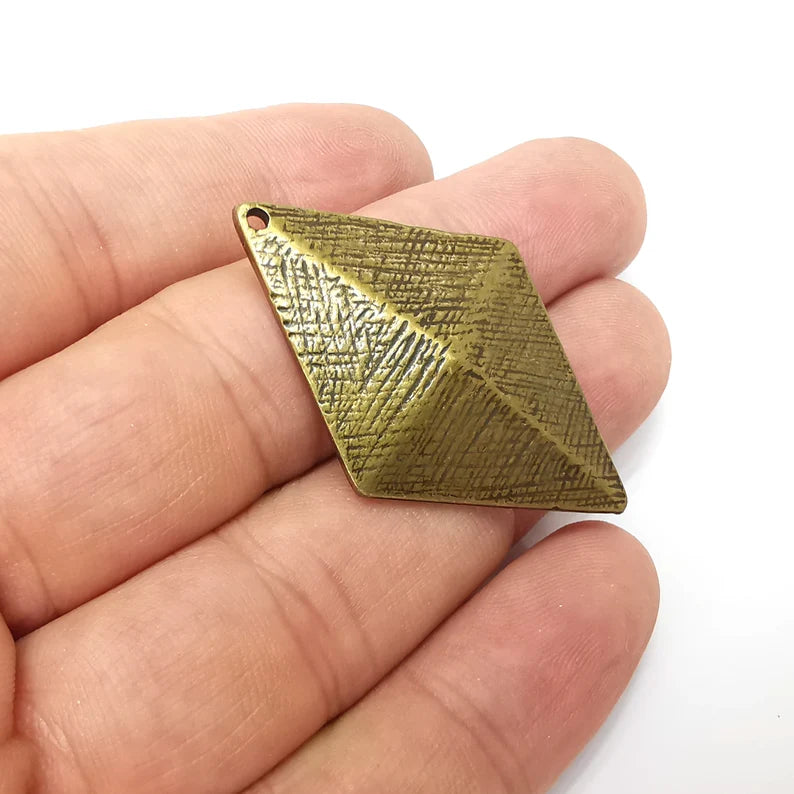 Rhombus Diamond Shaped Charms Antique Bronze Plated Charms (46x30mm) G34056