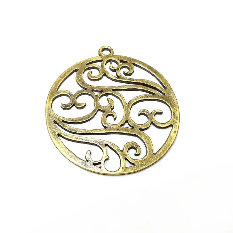 Branch Filigree Pendant Antique Bronze Plated Pendant (60x53mm) G34057