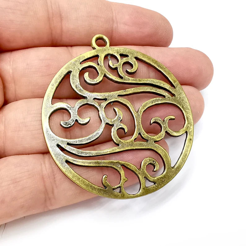 Branch Filigree Pendant Antique Bronze Plated Pendant (60x53mm) G34057