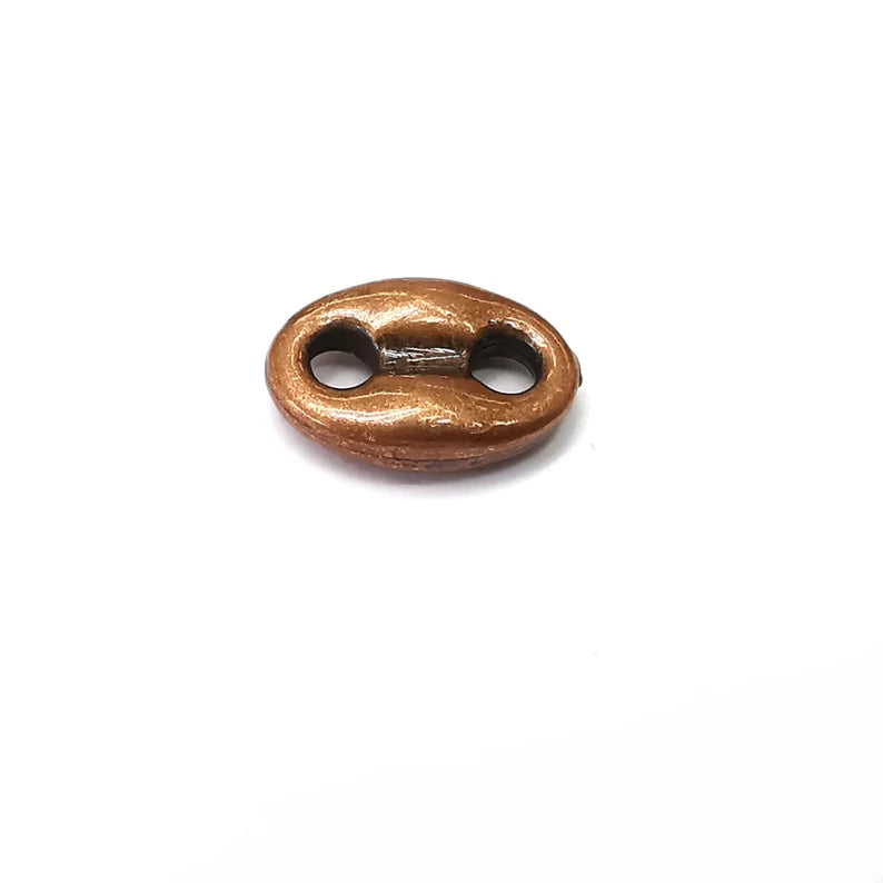 5 Two hole Connector Antique Copper Plated Oval Findings (15x10mm) G34059