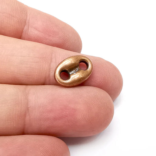5 Two hole Connector Antique Copper Plated Oval Findings (15x10mm) G34059