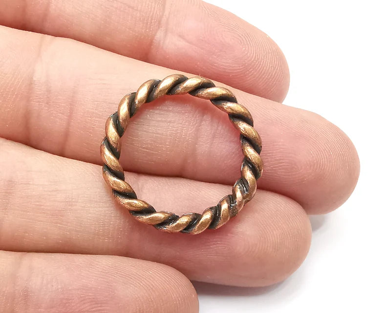 Round Twisted Circle Antique Copper Plated Circle Findings (25mm) G33995
