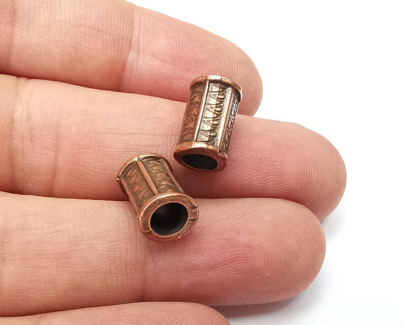 4 Cylinder Tube Beads Antique Copper Plated Metal Beads (12x9mm) G34007