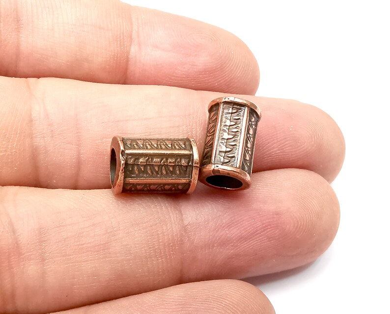 4 Cylinder Tube Beads Antique Copper Plated Metal Beads (12x9mm) G34007