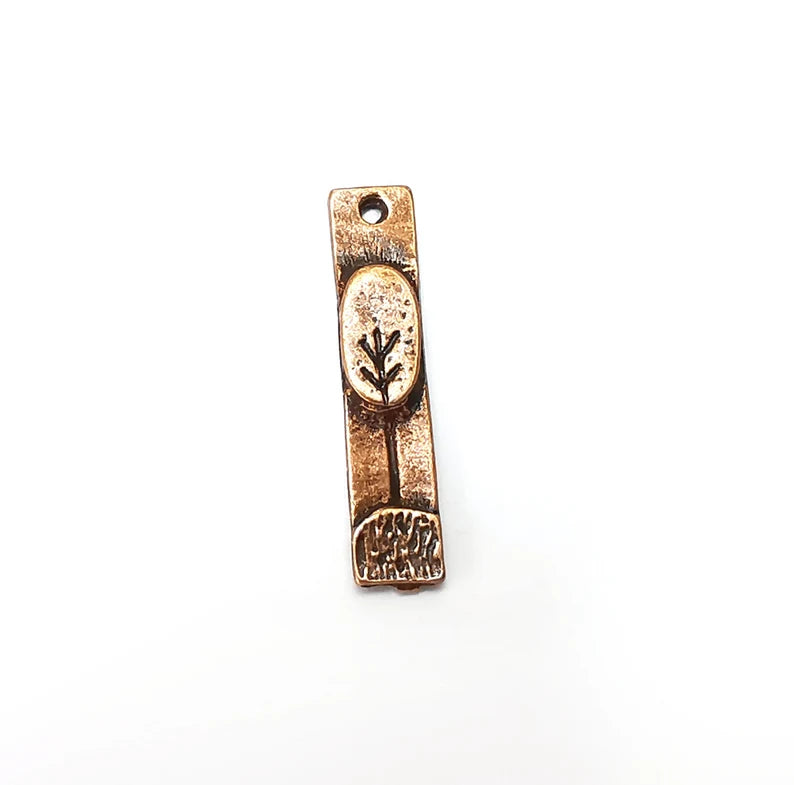2 Tree Charms, Antique Copper Plated Sapling (29x6mm) G34046