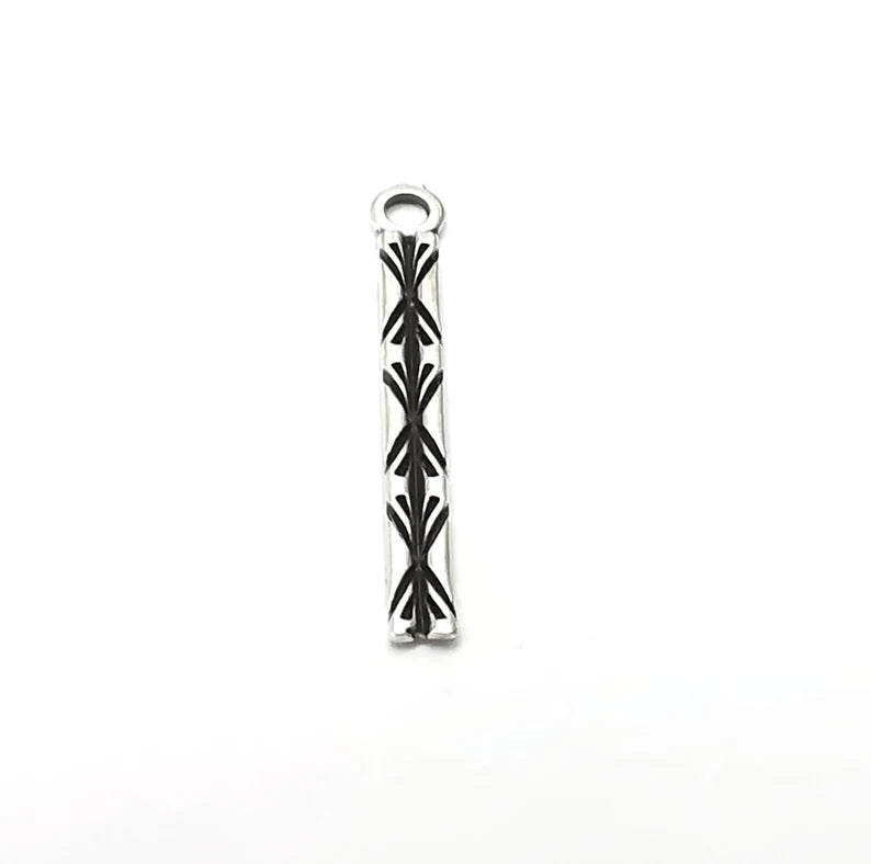 10 Stick Charms, Dangle Charms Antique Silver Plated (24x3mm) G34048