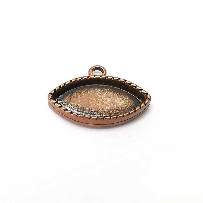 2 Marquise Charm Bezel, Resin Blank, inlay Mounting, Mosaic Pendant Frame, Cabochon Base,Dry Flower Setting, Antique Copper (20x10mm) G34049