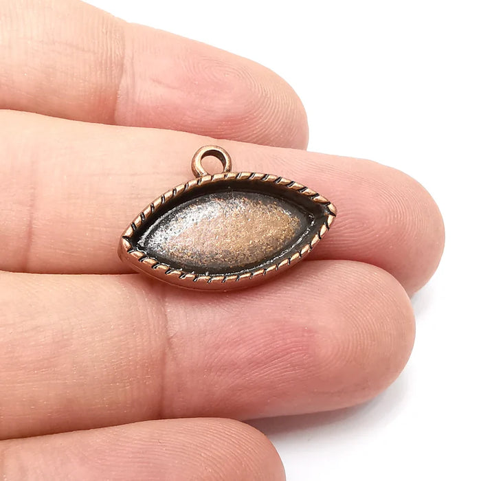 2 Marquise Charm Bezel, Resin Blank, inlay Mounting, Mosaic Pendant Frame, Cabochon Base,Dry Flower Setting, Antique Copper (20x10mm) G34049