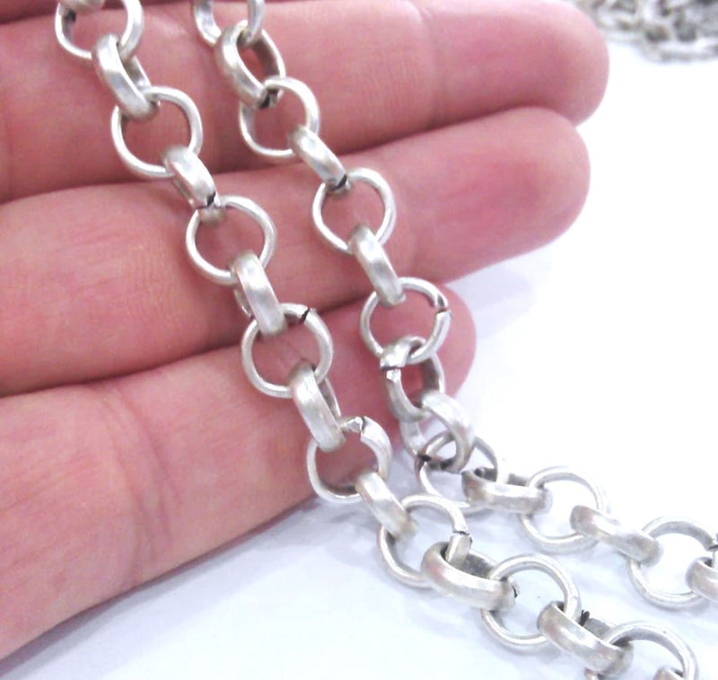 1 Meter - 3.3 Feet  (8 mm) Antique Silver , Antique Silver Plated Large Rolo Chain  G12153