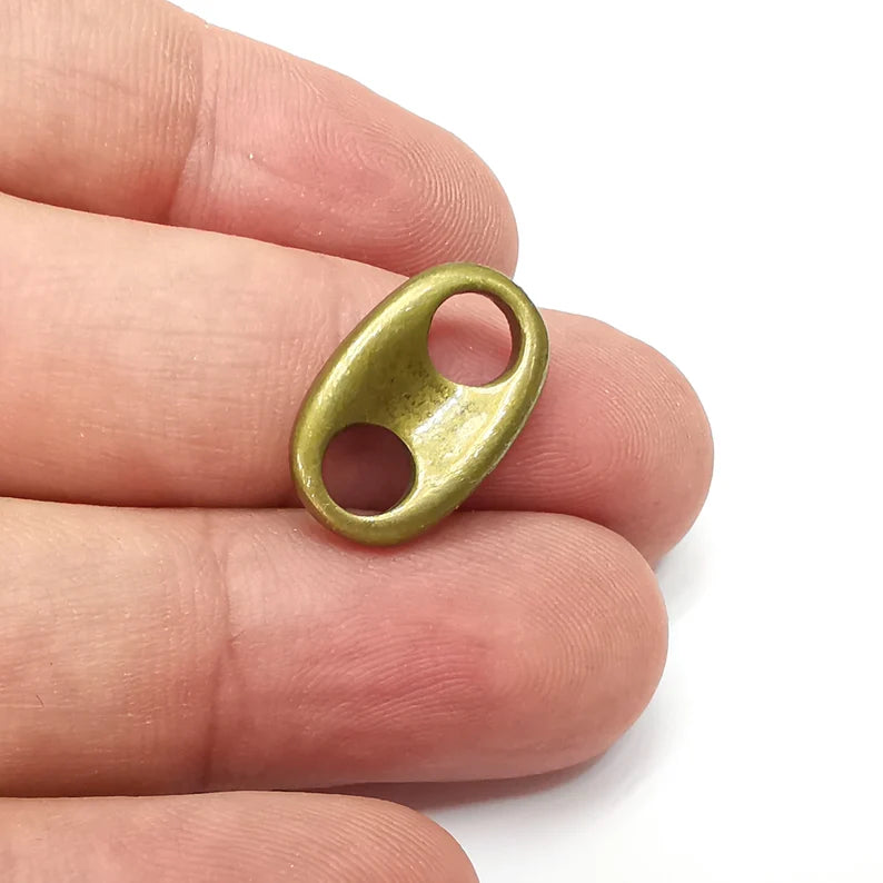 4 Two hole Connector Antique Bronze Plated Oval Findings (20x12mm) G34052
