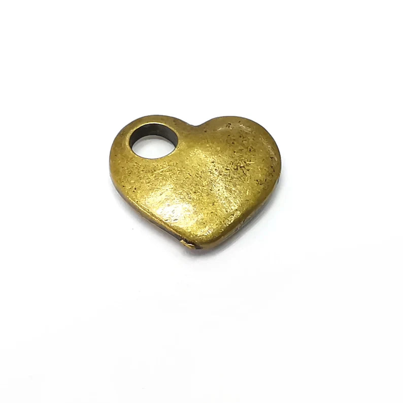 2 Heart Charm, Antique Bronze Plated Charms (19x17mm) G34054