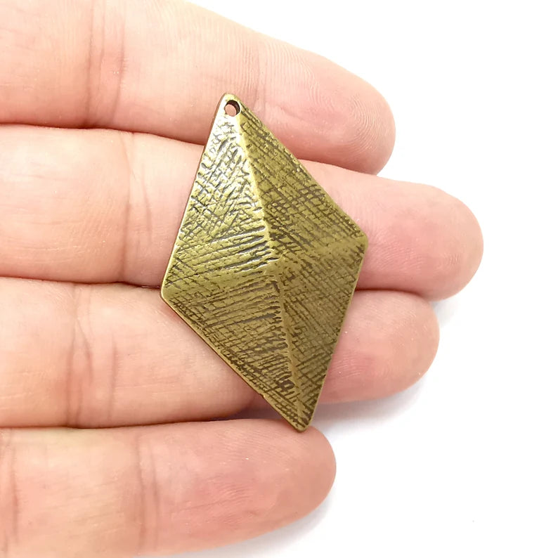 Rhombus Diamond Shaped Charms Antique Bronze Plated Charms (46x30mm) G34056
