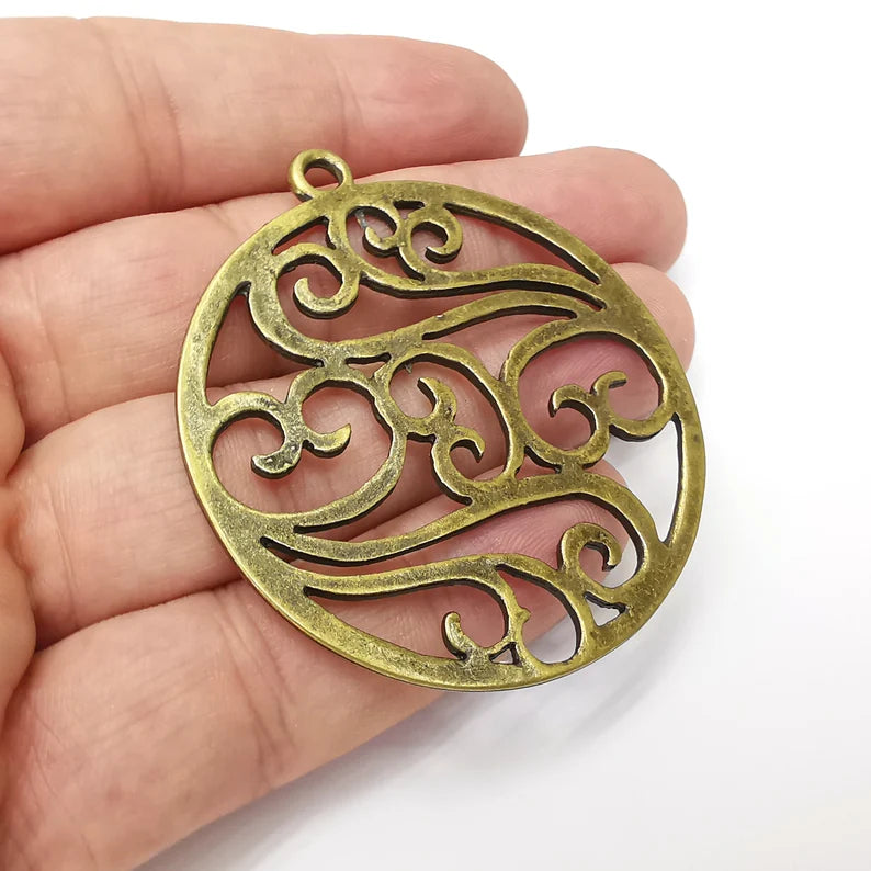 Branch Filigree Pendant Antique Bronze Plated Pendant (60x53mm) G34057