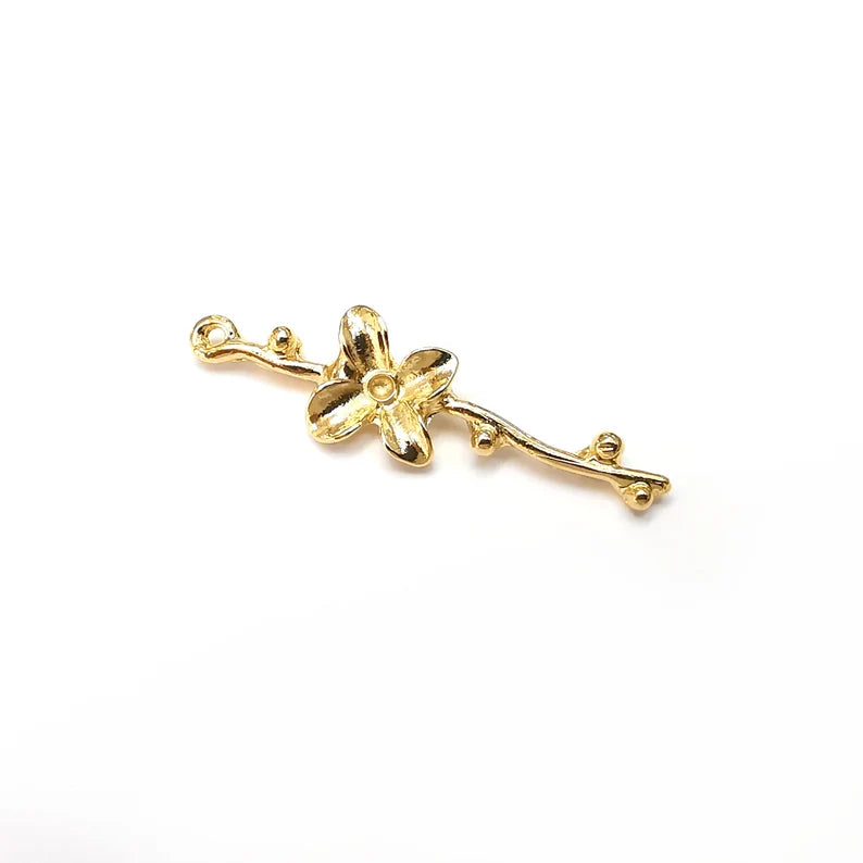 Branch Flower Gold Plated Charms DIY Charms (35x10mm) G34063