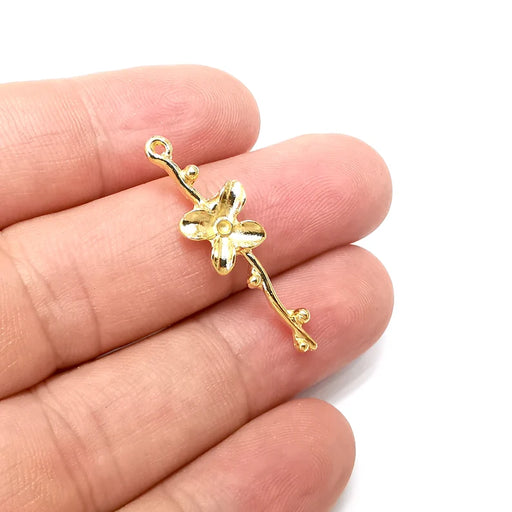 Branch Flower Gold Plated Charms DIY Charms (35x10mm) G34063