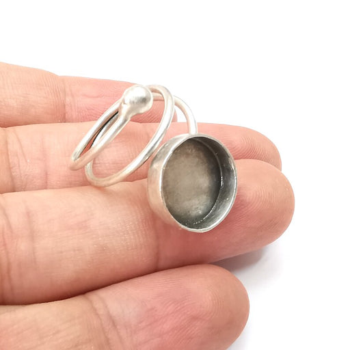 51-500-11 Sterling Silver Finger Ring Blank, Adjustable, Round