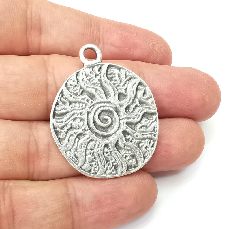 Swirl, Branch Charms, Antique Silver Plated (40x32mm) G34096