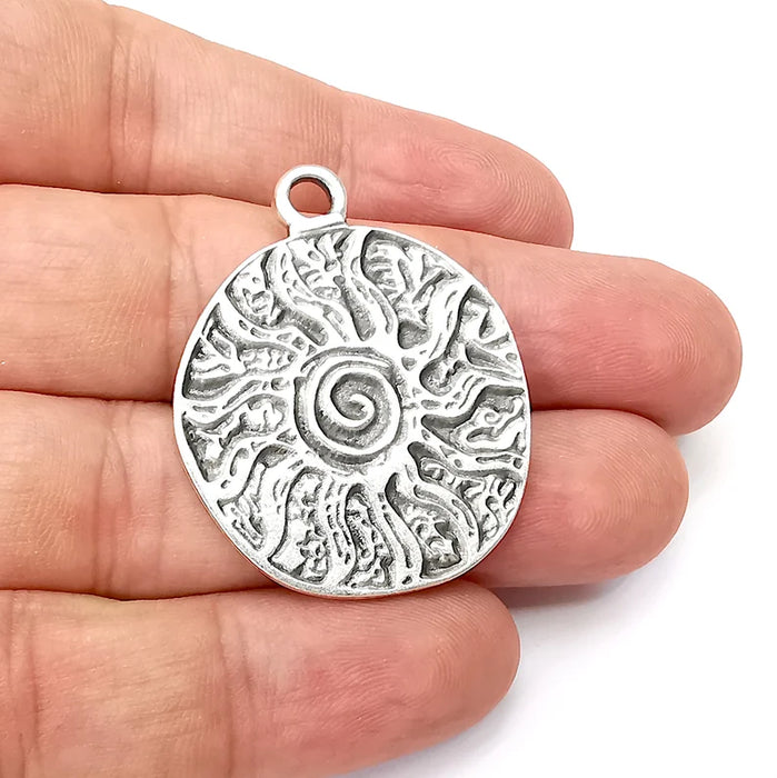 Swirl, Branch Charms, Antique Silver Plated (40x32mm) G34096