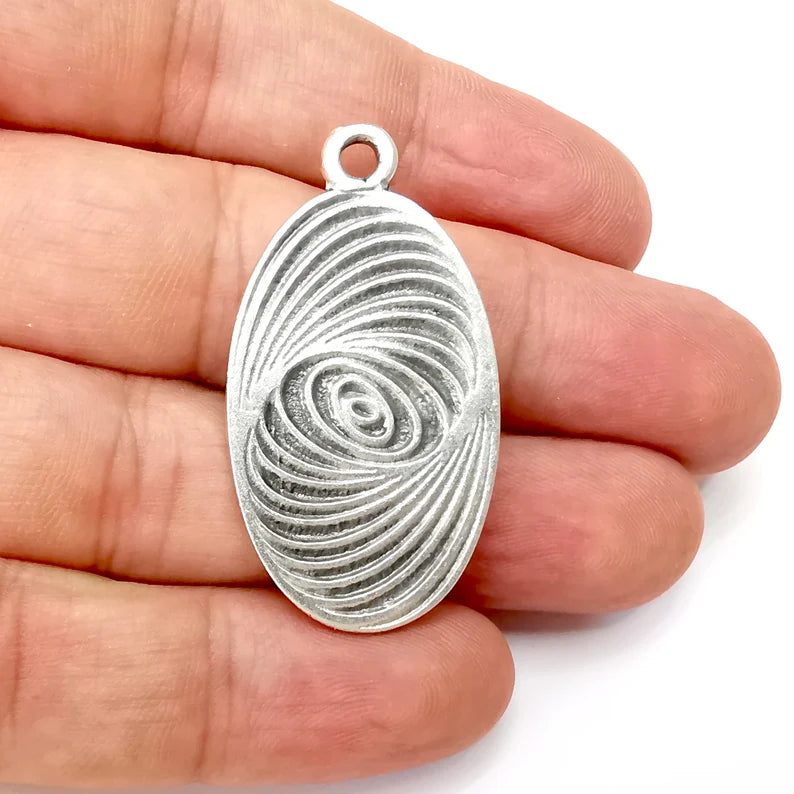 Circles Charms, Antique Silver Plated (44x23mm) G34097