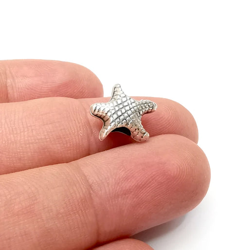 5 Starfish Beads Antique Silver Plated Metal Beads (14mm) G34100