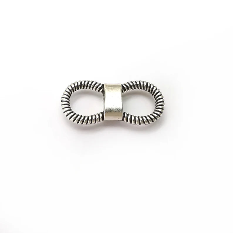 5 Two Hole Connector Antique Silver Plated Findings (21x10mm) G34101