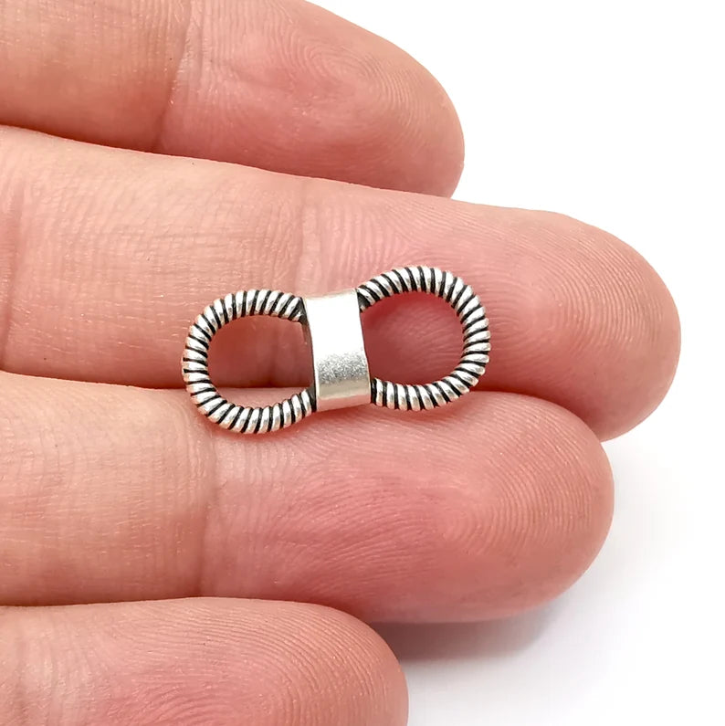 5 Two Hole Connector Antique Silver Plated Findings (21x10mm) G34101