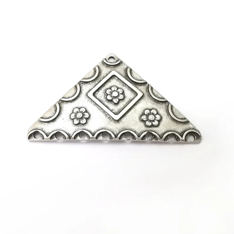 Heart Charms, Connector Antique Silver Plated (60x35mm) G34102