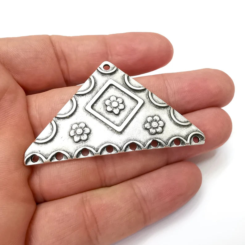 Heart Charms, Connector Antique Silver Plated (60x35mm) G34102