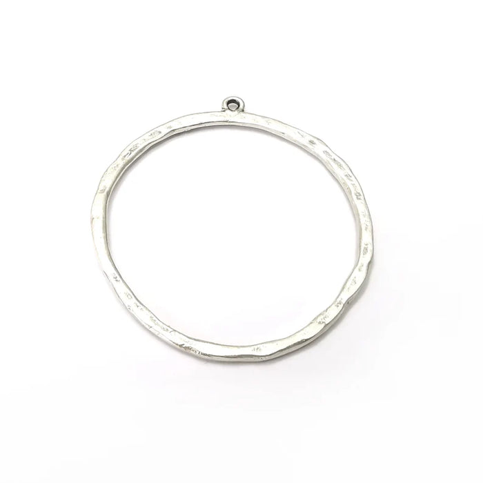 Hoop Circle Hammered Charms Antique Silver Plated Charms (57x50mm) G34104