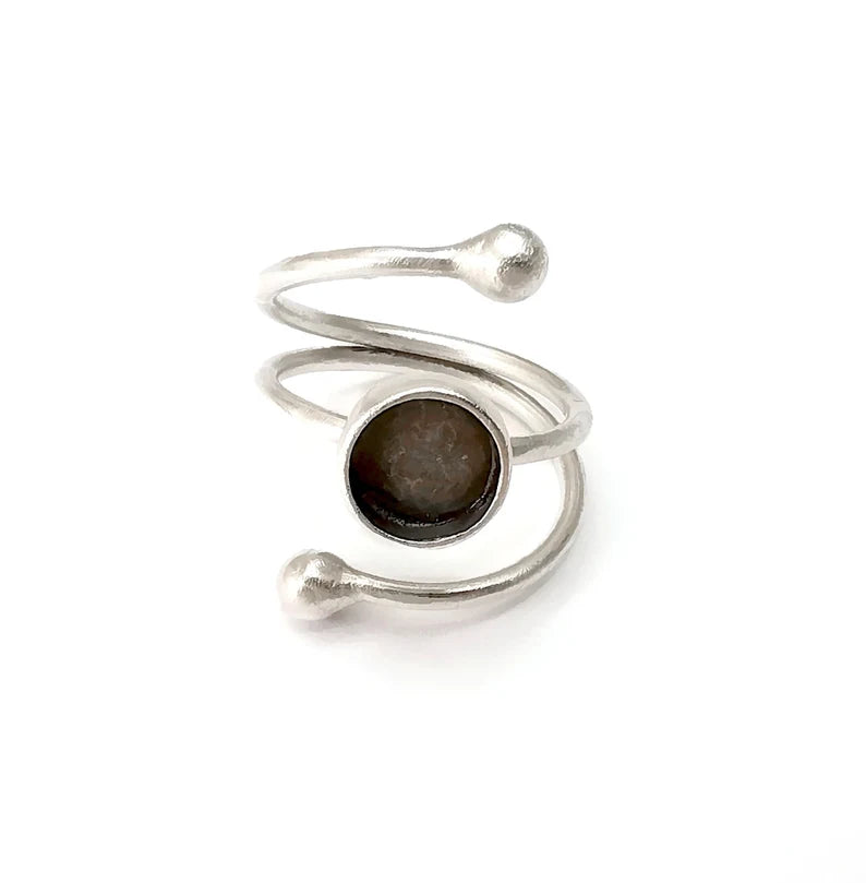 Wrap Ring Blank Settings, Cabochon Mounting, Adjustable Antique Silver Resin Ring Base Bezel, Inlay Mosaic Cabochon (8mm) G34086