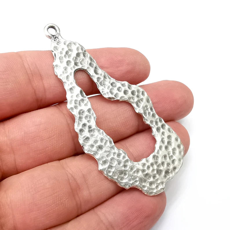 Organic Charms, Antique Silver Plated Pendant (71x34mm) G34122