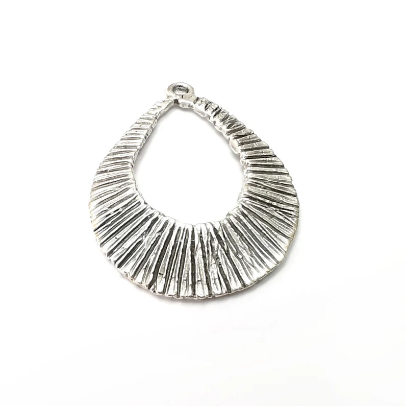 Drop Charms, Antique Silver Plated (38x31mm) G34123