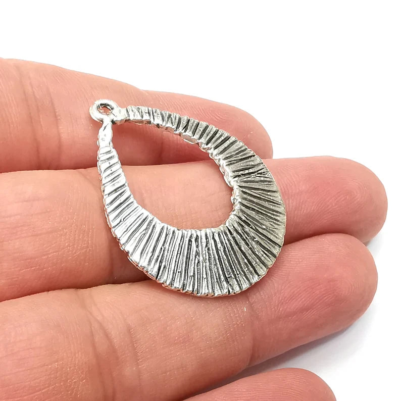 Drop Charms, Antique Silver Plated (38x31mm) G34123