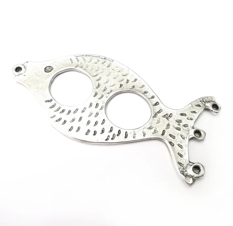 Fish Pendant, Connector Antique Silver Plated (100x47mm) G34125