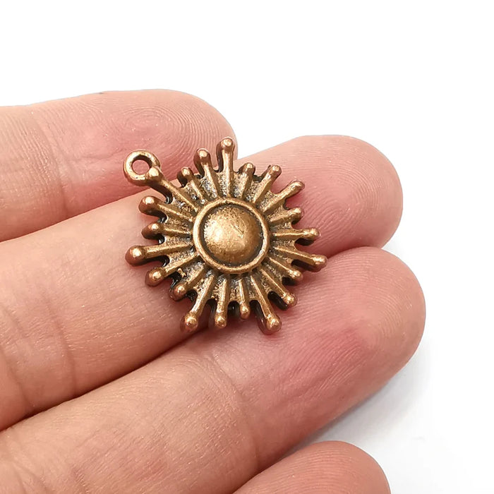 Sun Charms, Antique Copper Plated Dangle Charms (26x23mm) G34133