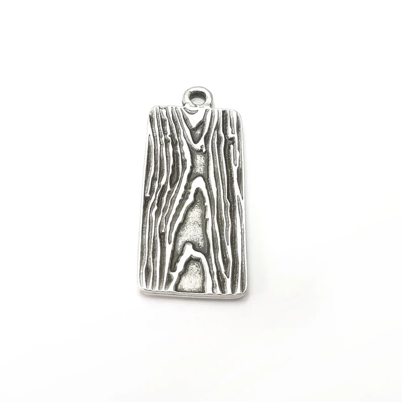 Rectangle Organic Charms, Antique Silver Plated (44x19mm) G34139